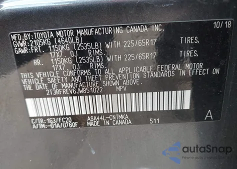 2018 Toyota Rav4 Xle from USA, damaged, VIN 2T3RFREV6JW851022